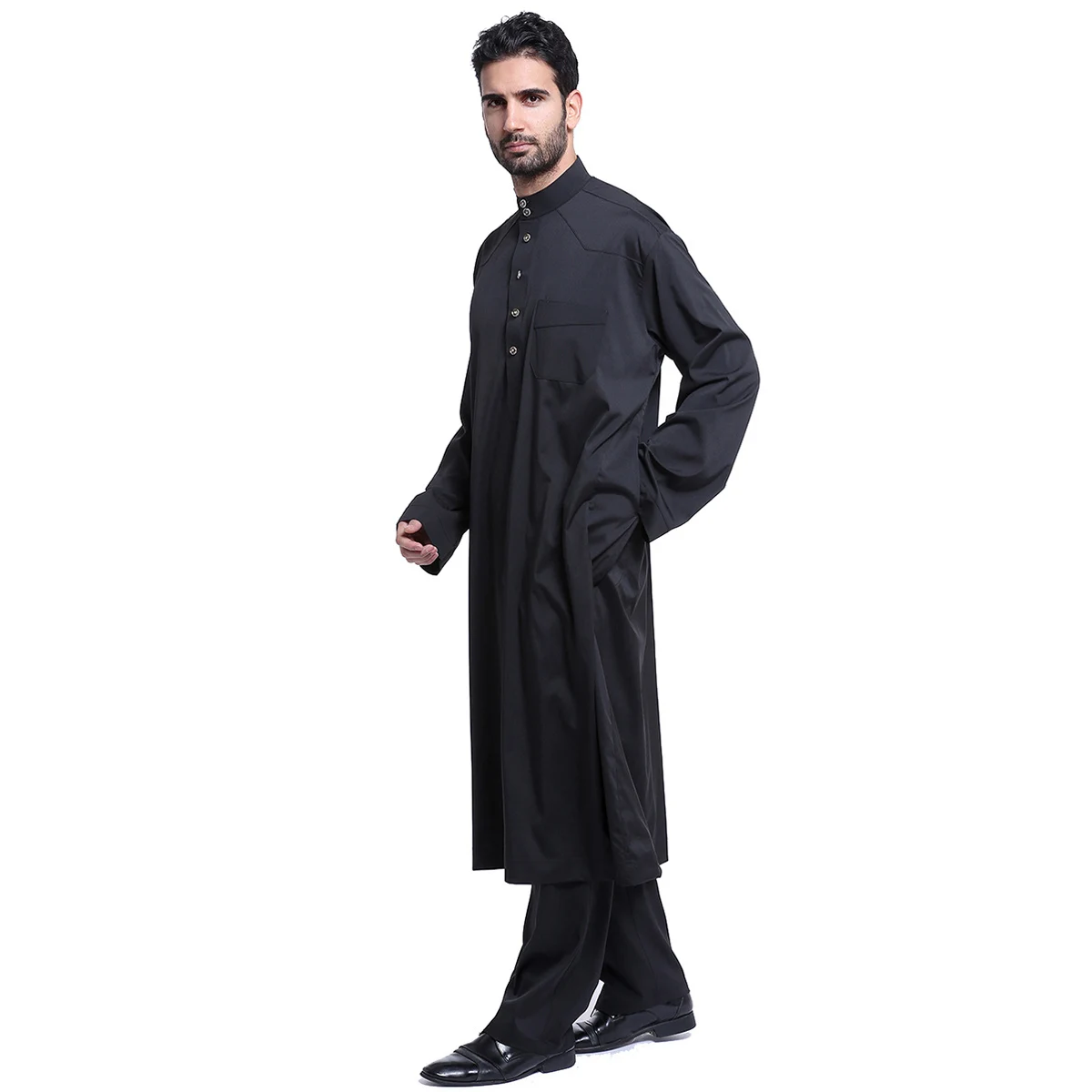 2024 Muslim Mens Thobe Jubba Set Arab Turkey Malay Islamic Clothing Suit Abaya With Pants Full Body Adult Robe Dress Set TH805