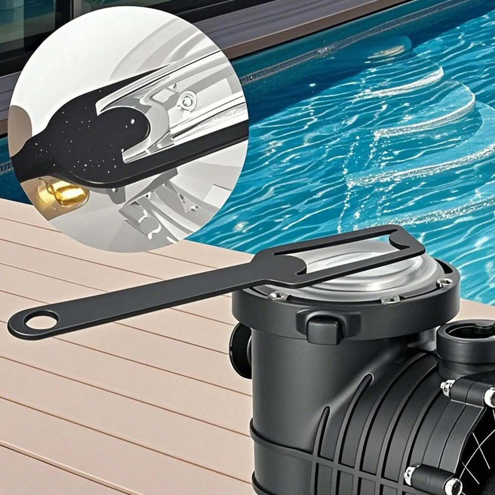 Verwijderingssleutel voor zwembadpomp Zwemmen Badzeef Dekselsleutel Precisie gereedschap voor het verwijderen van zwembadpompdeksel voor spabad Tuin Achtertuin