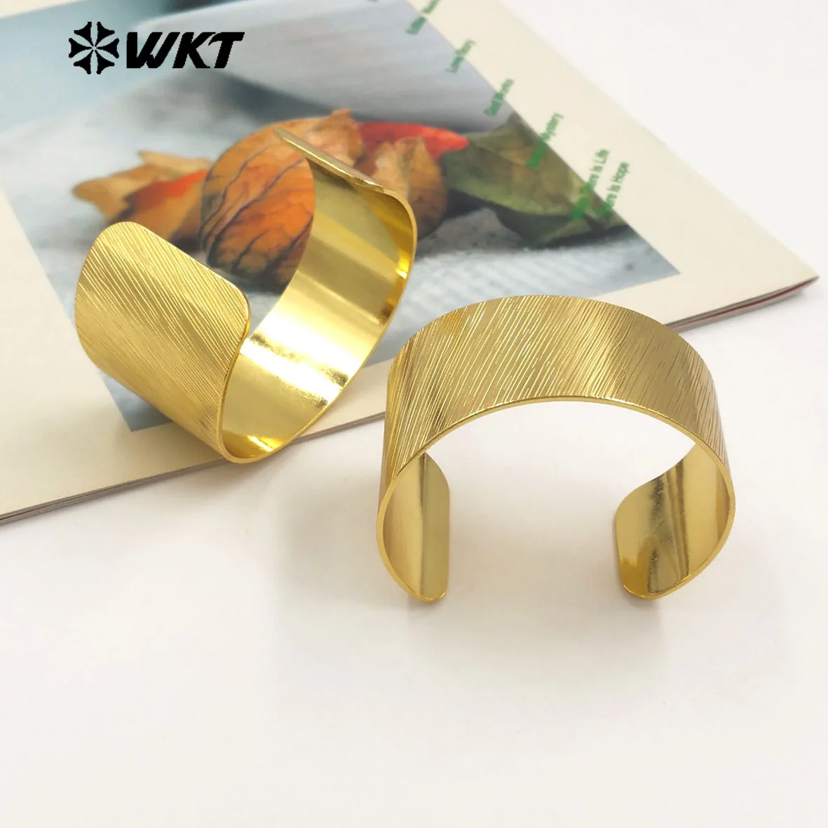 WT-B668 Wholesale New Arrival Unisex 18K Gold Plated Yellow Brass Bangle Daily Decoration Simple Style Adjustable Size