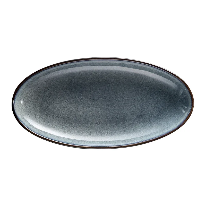 High-value creative Japanese fish plate new large oval high-end ceramic plate commercial household deep dish serving platter