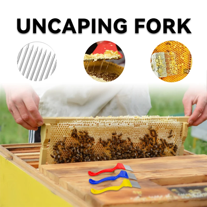 Beekeeping Uncapping Fork, Honeycomb Scratcher, Cut Straight Tines, Honey Fork Tools, Beekeeper Capping Honey Knife, 21 Pin, 10P