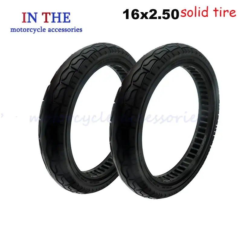 

16x2.50 hollow honeycomb solid tire mountain bike folding electric bike solid rubber tire sturdy and durable non pneumatic tire