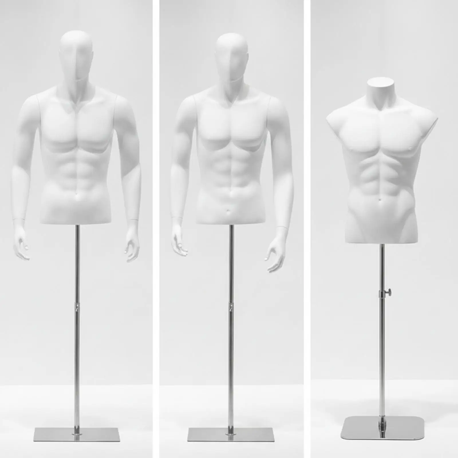 Versatile Male Mannequin Torso Stand for Shirt Display with Smooth Molded Surface Design