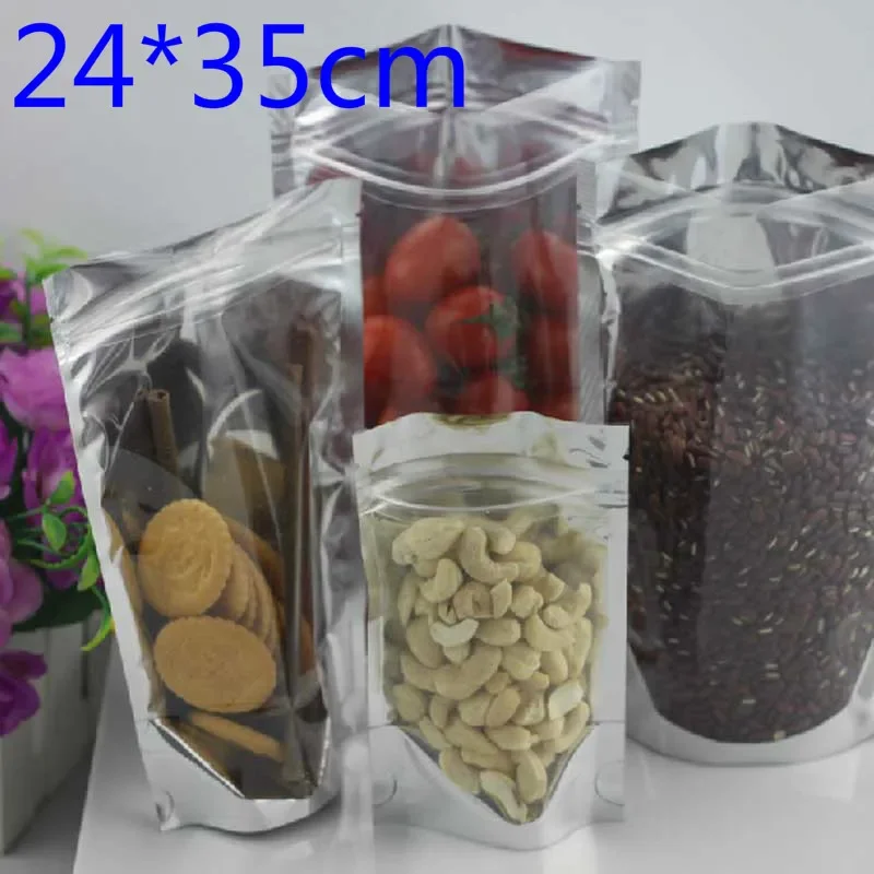 

30Pcs/Lot 9.45''*13.78'' (24*35cm) Mylar Stand Up Aluminum Foil Clear Packing Pack Bag for Food Coffee Storage Zipper Lock Bag