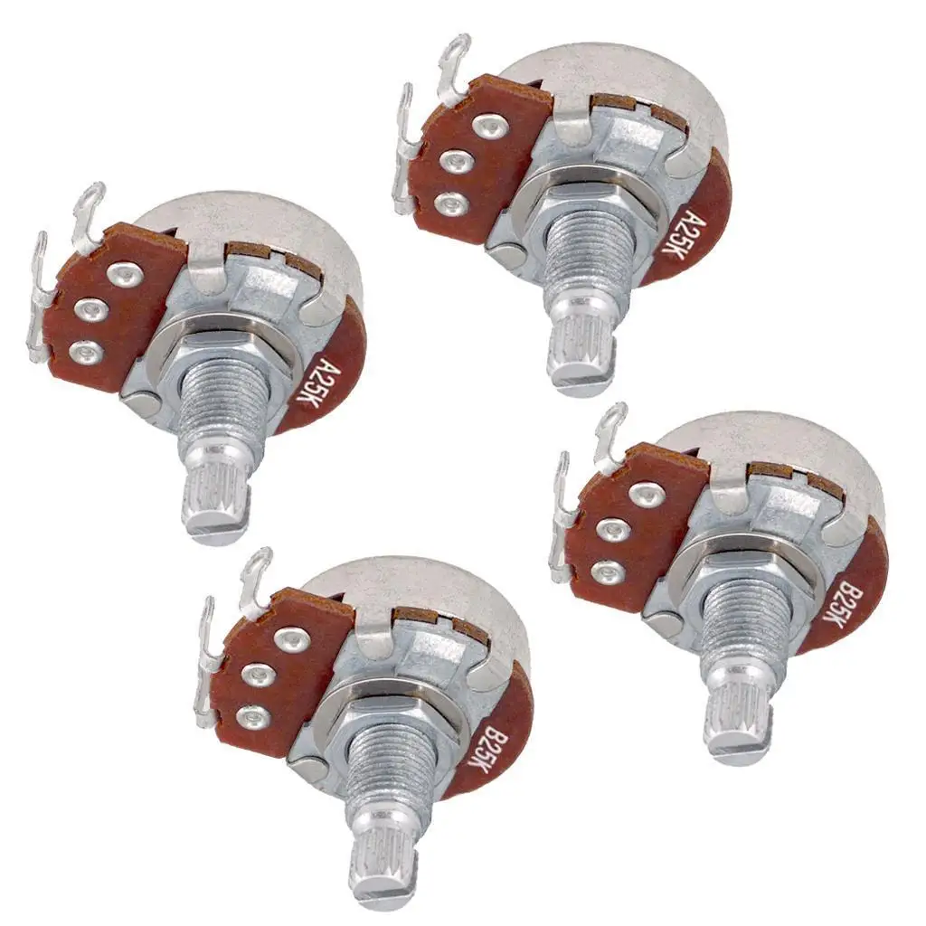 

4pcs Full Size A25K / B25K Audio Tone Volume Pots Potentiometer Dia 24mm L 18mm Shaft