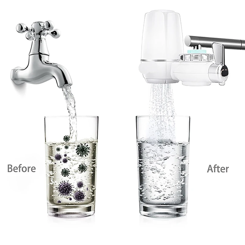 1/4 Pcs Replacement Ceramic Faucet Tap Water Filter Purifier Cartridge for Home Kitchen Household Easy to Use