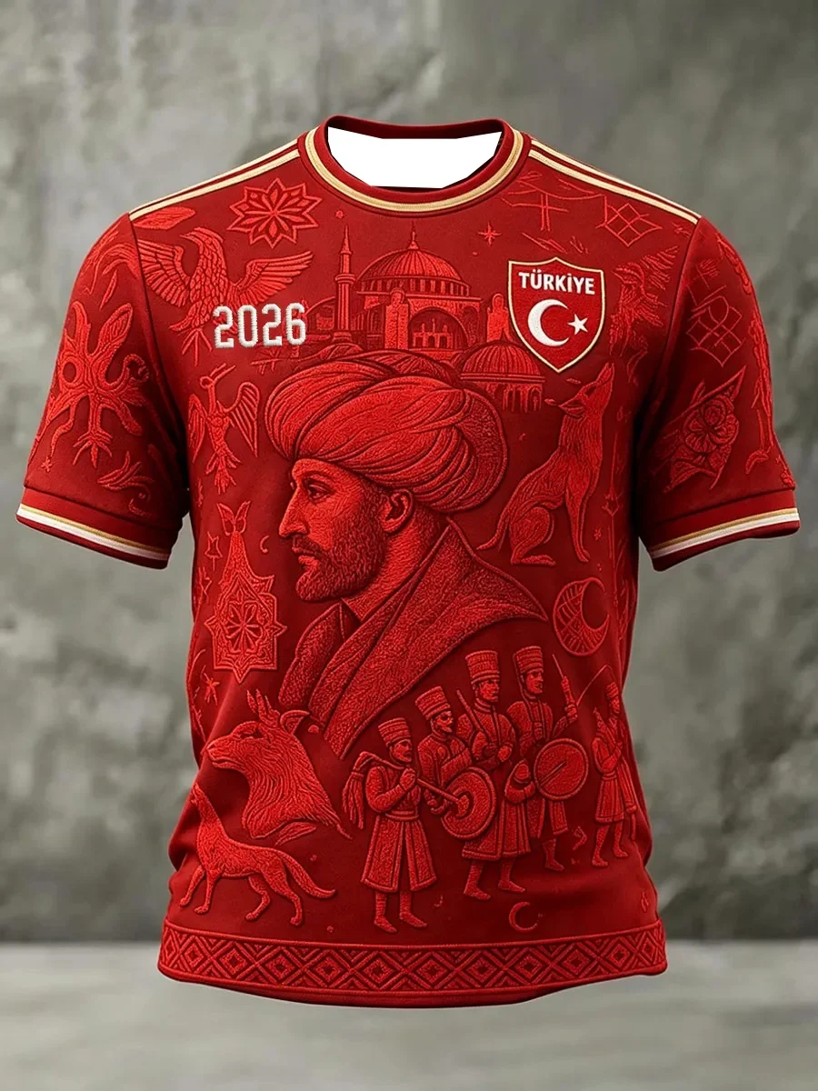 2026 Summer New Türkiye Football Jersey Casual Versatile T-shirt Suitable for Daily and Training Wear Quick Drying Shirt