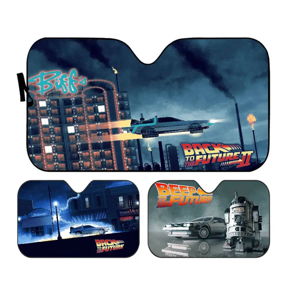 Classic Movies Back To The Future Novelty Car Front Windshield Sunshade 70x130cm Cartoon Foils Car Window Windscreen Cover view 2