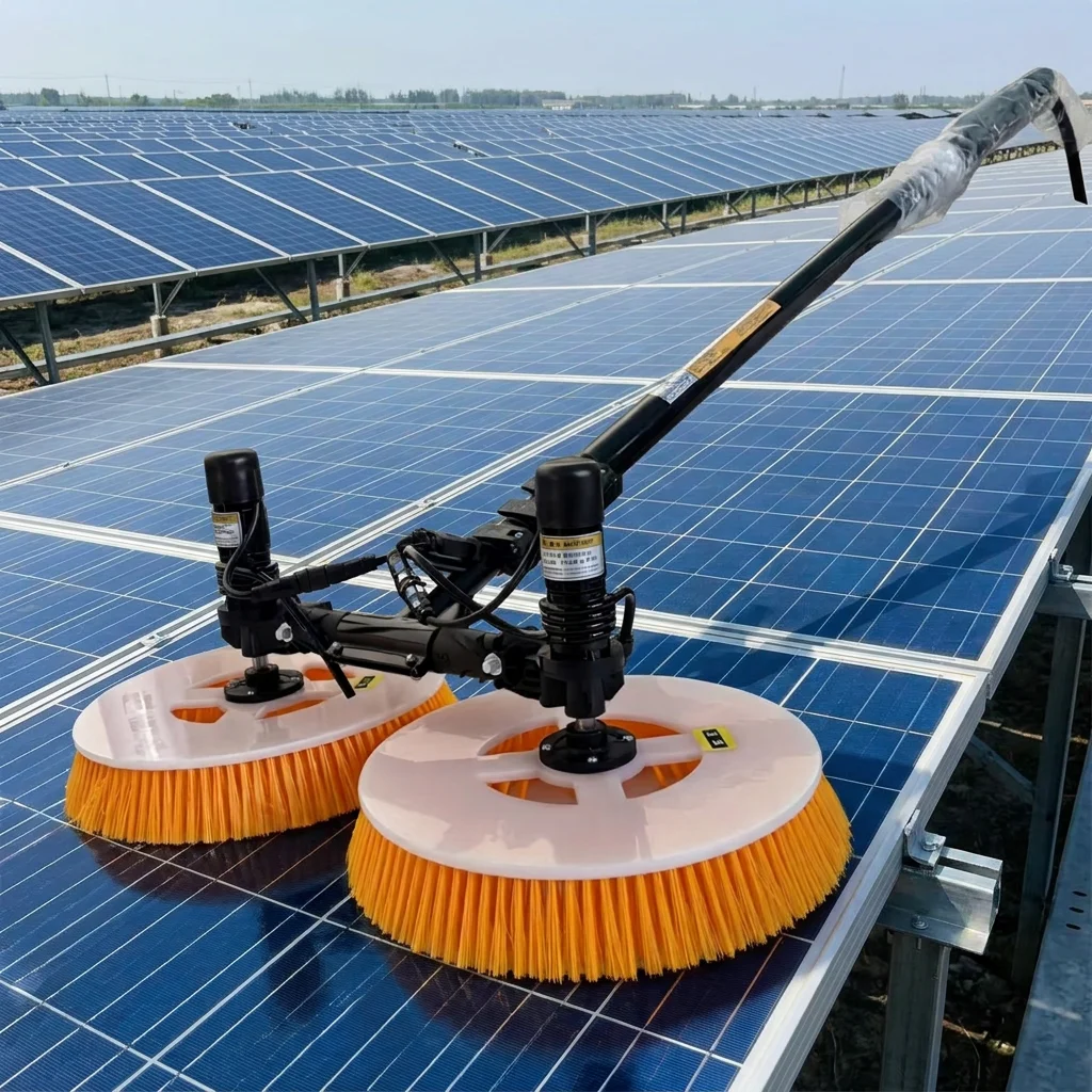 Soft Nylon Bristle Solar Panel Cleaning Brush Corrosion Resistant Telescopic Rod PV Cleaner Tool Ideal For Solar Farm Washing
