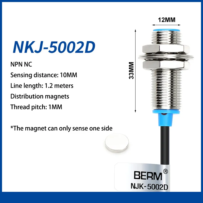 สวิตช์ตรวจจับความใกล้ชิดแบบฮอลล์ M8 M12 M18 รุ่น NJK-5002C เซ็นเซอร์แบบสามสาย NPN ปกติเปิด ปกติปิด เซ็นเซอร์แม่เหล็ก