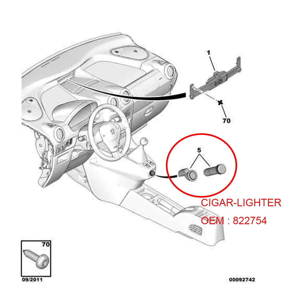 CIGAR-LIGHTER per Peugeot 1007 206 207T3 i 3008 308 408 5008 406 607 RESTYLING Partner M59 Citroen C2 C3 II PICASSO 822754