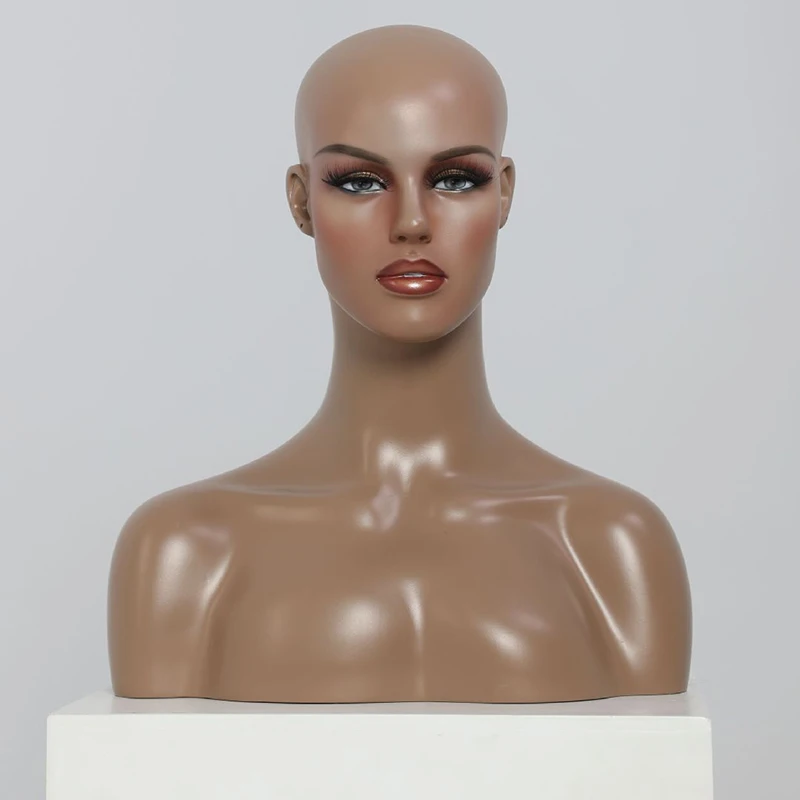 

1 Piece Fiberglass Mannequin Head with Bust For Wigs Hat Scarf And Mask Display