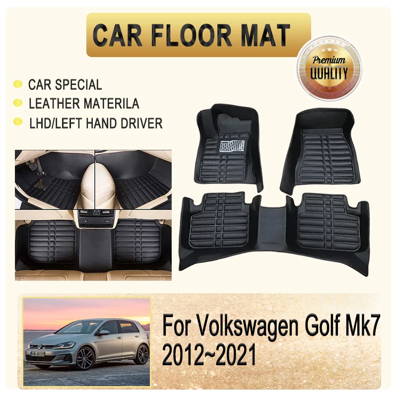 

Car Floor Mats For VW Volkswagen Golf Mk7 Golf 7 2012~2021 Leather Pads Foot Carpet Left Hand Driver Rugs Cover Auto Accessories