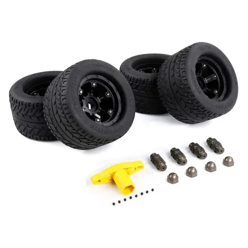 On-Road Tyre Wide Wheel Waterproof Wear Resistant Tire with Nut 24mm Adapter for 1/5 HPI Baja BM FG Monster Truck 220*105mm