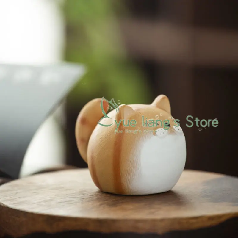 

Little Orange Cat Tea Pet, Yixing Purple Clay Handmade Tea Play, Creative Fortune Cat Cute Ornament, Kung Fu Tea Ceremony Play
