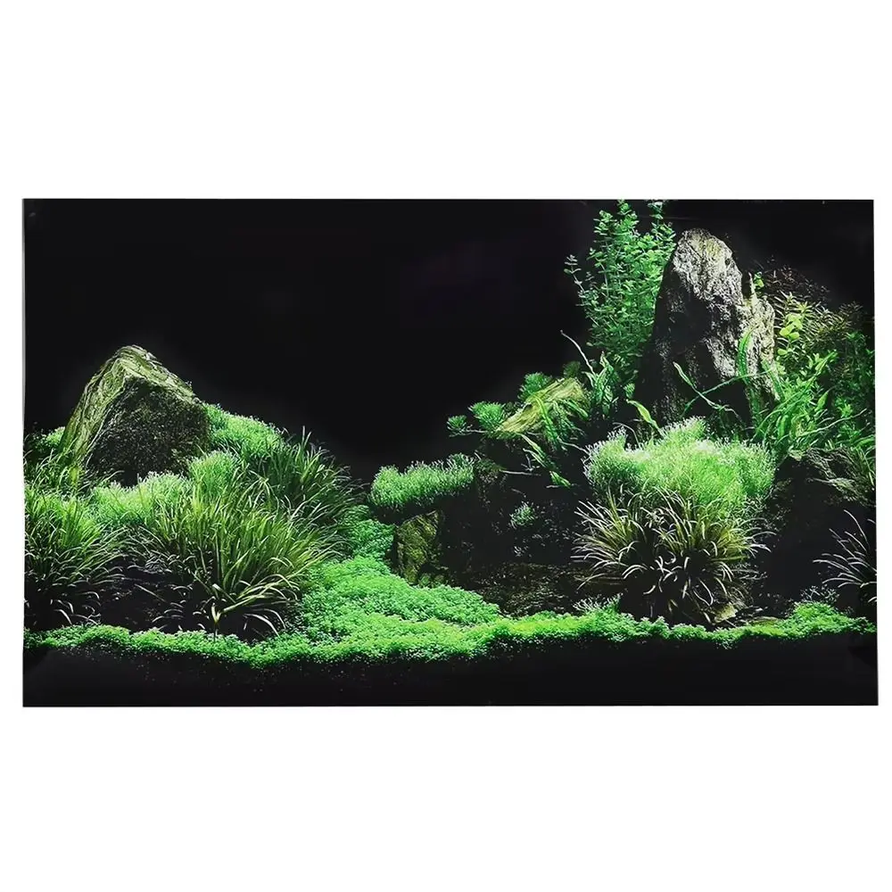 1Pcs PVC Aquarium Background Sticker Fish Seafloor Water Grass Fish Tank Sticker 120x41cm Self Adhesive
