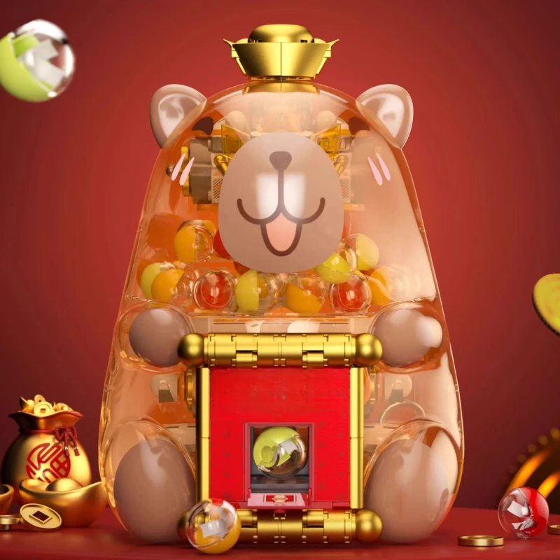 SEMBO Capybara Überraschung Gashapon Bausteine Maschine Zusammengebaut Kinder Kreative Figuren Trendy Spielzeug Modell Geburtstag Geschenk
