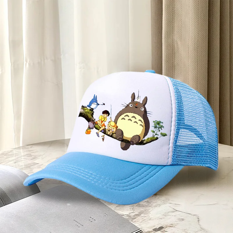 

Totoro Baseball Cap Women Cute Cartoon Miyazaki Anime Print Peaked Caps Hip Hop Outdoor Trucker Mesh Hats Summer SunHat Gift