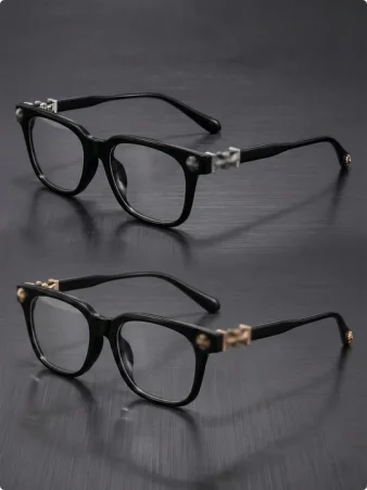 2Pcs New Square Glasses, Fashionable Campus Street Business Style, Trendy Youthful Non-Prescription Glasses, Stylish Korean and Hong Kong Style Unisex Eyeglass Frames