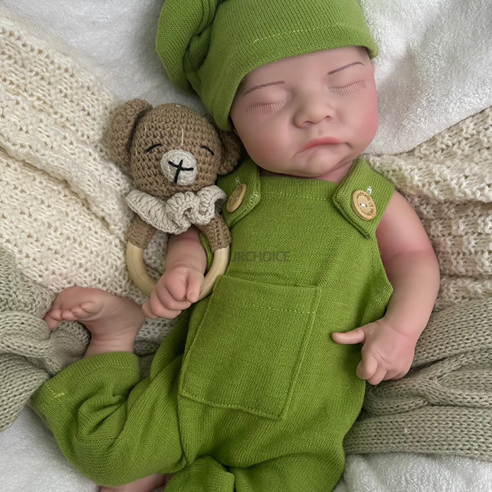 18인치 실리콘 리본 베이비돌, 매우 사실적인 핸드페인팅 피부 질감, 남자아이 인형, 수집가와 인형 애호가에게 완벽