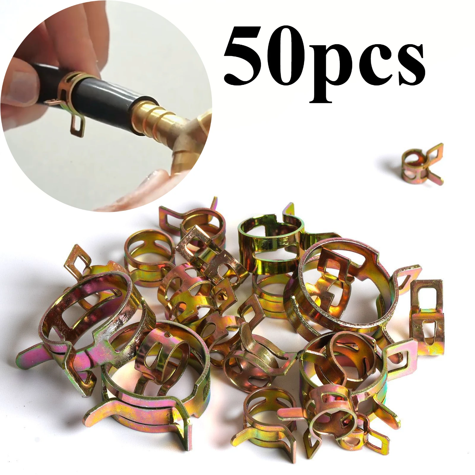 

50 Pcs Fastener 5mm 6mm 7mm 8mm 9mm Spring Clip Fuel Water Line Hose Pipe Air Tube Clamps Fuel Water Tube Clamps Fastener
