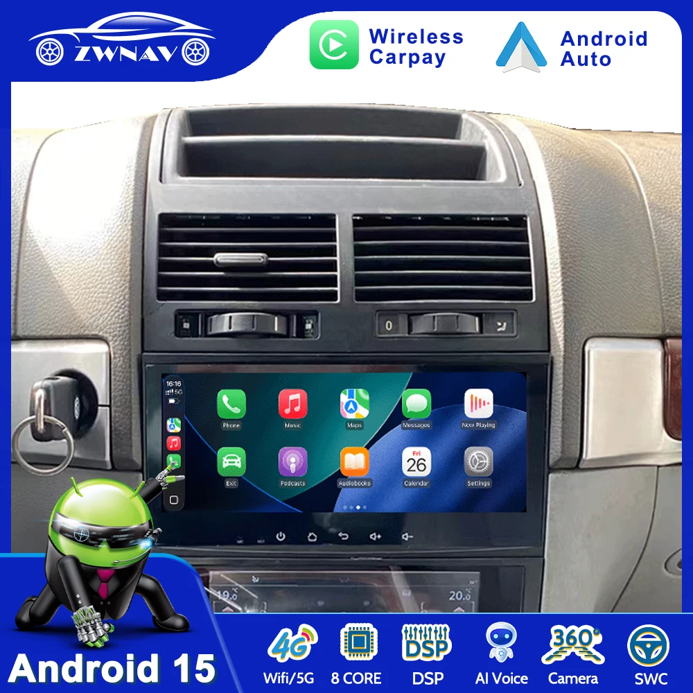 8,8+6,9 Zoll Autoradio-Klimaanlagenbildschirm für Volkswagen Touareg 2003-2010 Android 15 Auto-Multimedia-Stereo-Player GPS-Navigations-Headunit