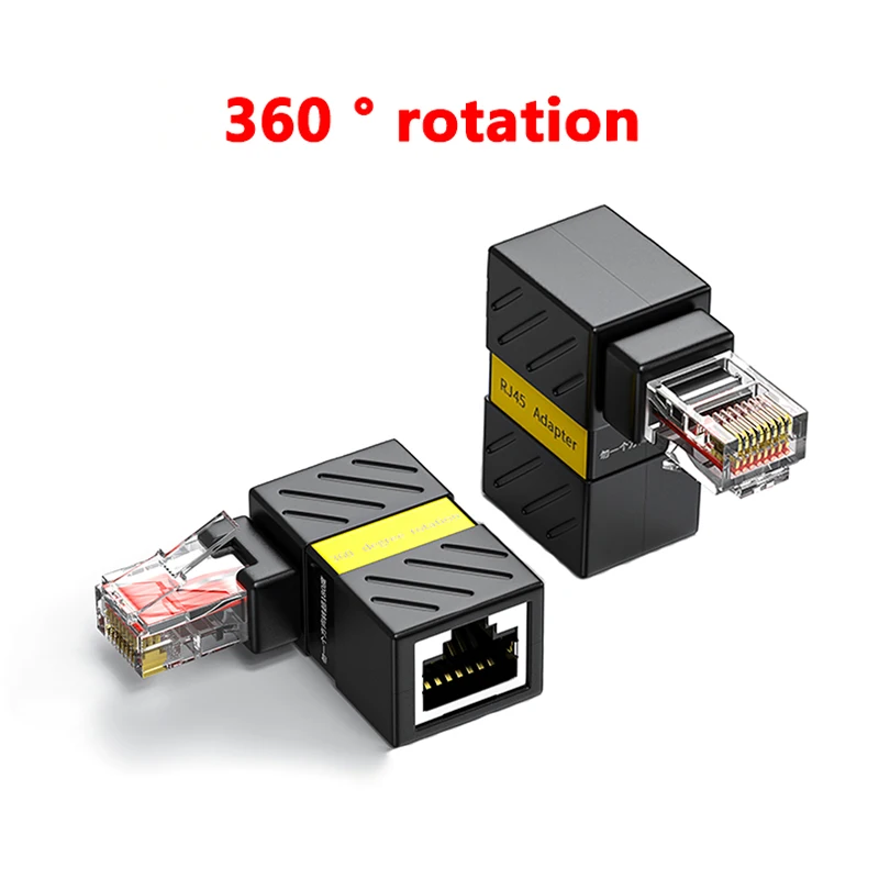 360 Rotate RJ45 Male To Female Converter 90 Degree Extension Adapter for Cat5 Cat6 LAN Ethernet Network Cable Connector Extender