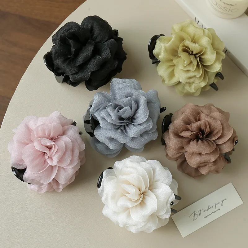 

1pc Rose hair clip, women's new high-end headwear, hair accessories, flower grabbing clip, shark clip, hair clip, hair clip