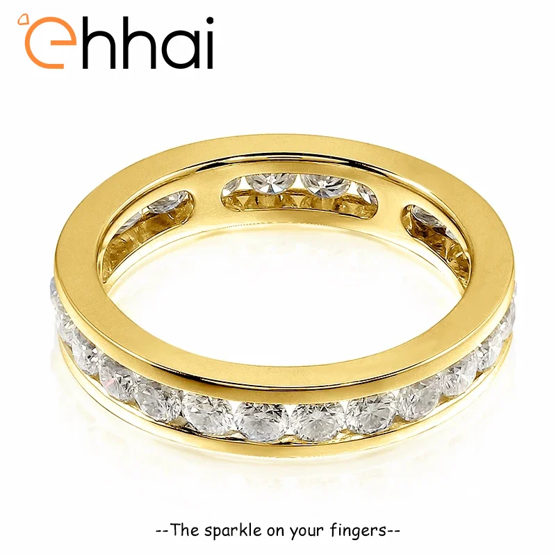 

Ehhai GRA Certified Full 2.5mm Round Moissanite Ring Eternity Band for Women S925 Sterling Silver Delicate Wedding Jewelry Gifts