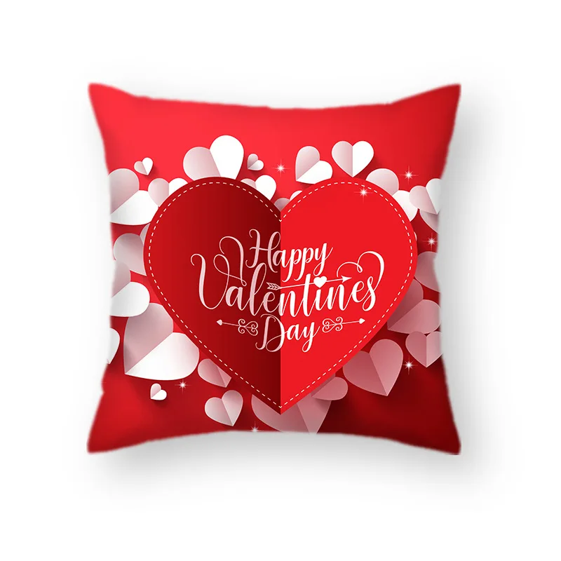 Valentine Decor Heart Pillow Cover Home Decor Heart Shape Design Soft Polyester Material Customizable Sizes Concealed Zipper
