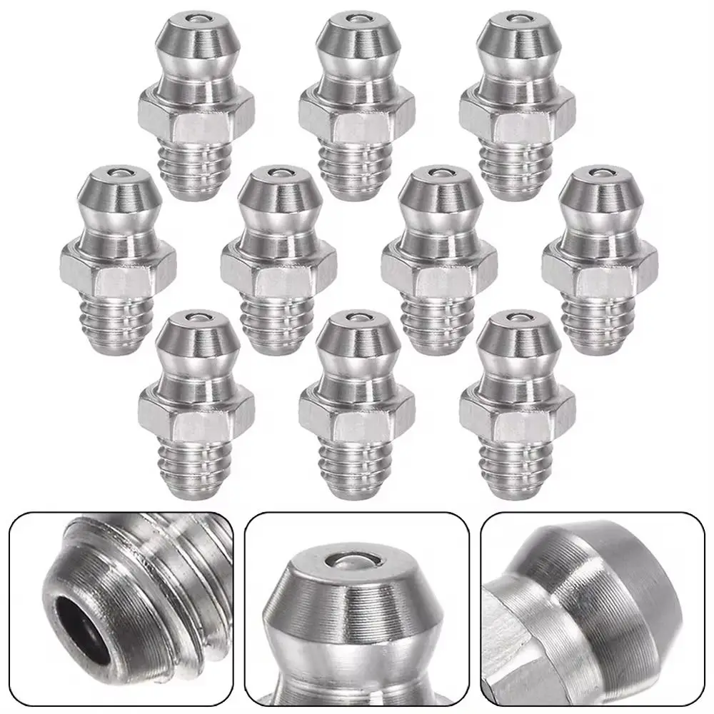 8/16Pcs M6 Thread Grease Nipples Straight Hydraulic 201 Stainless Steel Grease Fitting Car Filling Tools 14mm Height