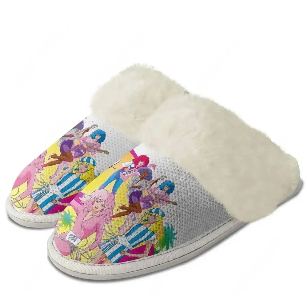 Jem And The Holograms Plush Slippers Keep Warm Shoes Mens Womens Home Cotton Bedroom Customized Thermal Lightweight Slipper DIY