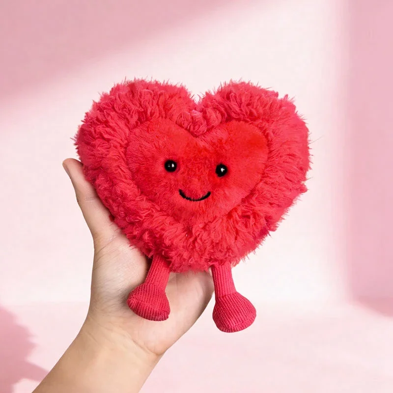 Peluche a forma di cuore morbido, adorabili bambole a forma di cuore rosso rosa sorridente, simpatici peluche regalo di San Valentino per la decorazione della casa della fidanzata