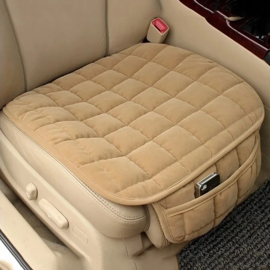 2pc New single piece backless plush car seat cushion for all seasons, non-slip and free of binding - square