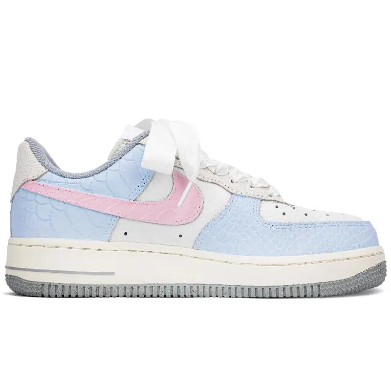 【Customize】Nike Air Force 1 Skateboarding Shoes Women's Low-top Blue/pink Sneakers shoes DX2678-100