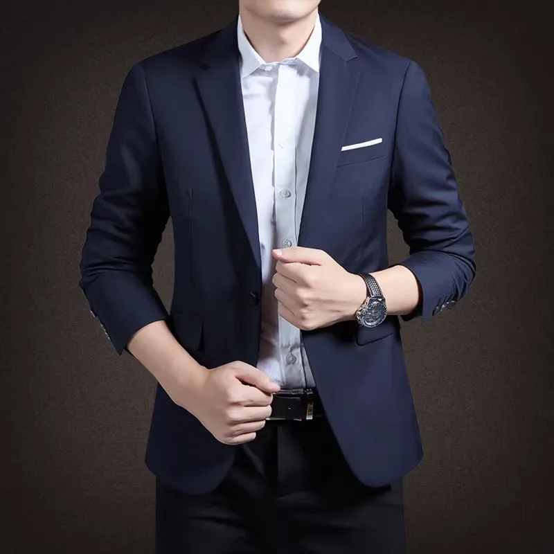 Men's Blue Suit Jacket in Asian Sizes; Suitable for Weddings, Parties, The Office, or Casual Wear; Available in Red, Black, Gray