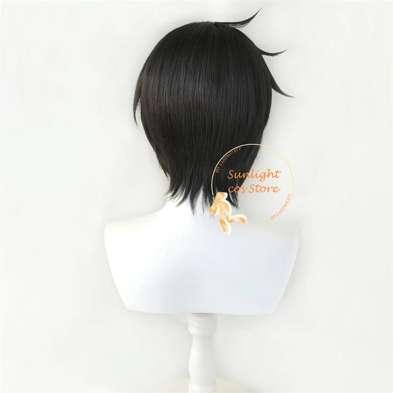 Anime Sebastian Michaelis Cosplay Wig 32cm Short Black Wigs Heat Resistant Synthetic Hair Halloween Party Wig + Wig Cap