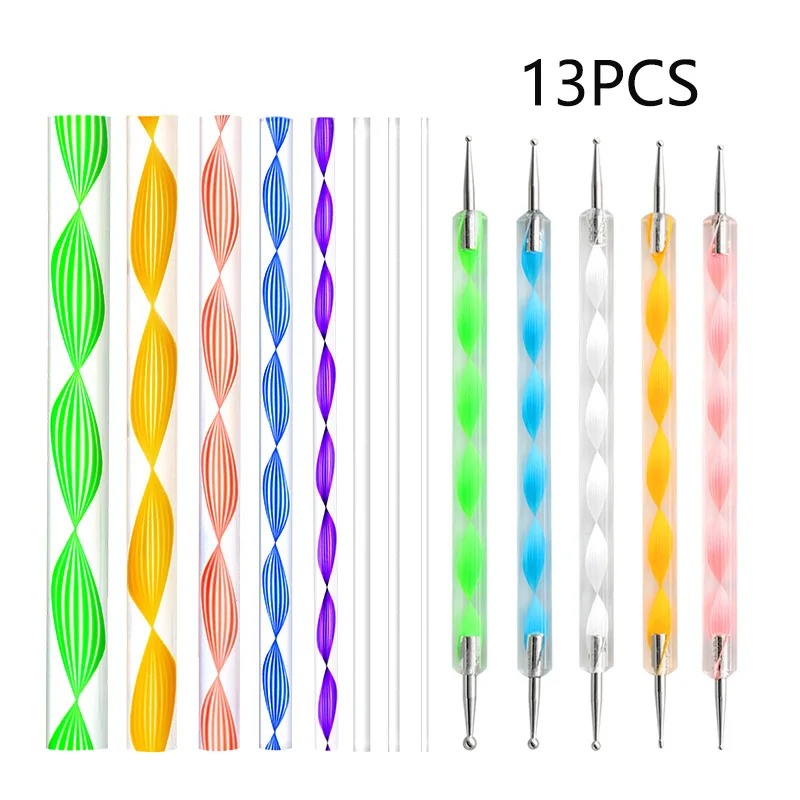 Mandala Rock Painting Pen Dot Dotting Tools Stencil Brush Set 13PCS Flat Head3mm 4mm 5mm 6mm 8mm 10mm 12mm 15mm Dia.