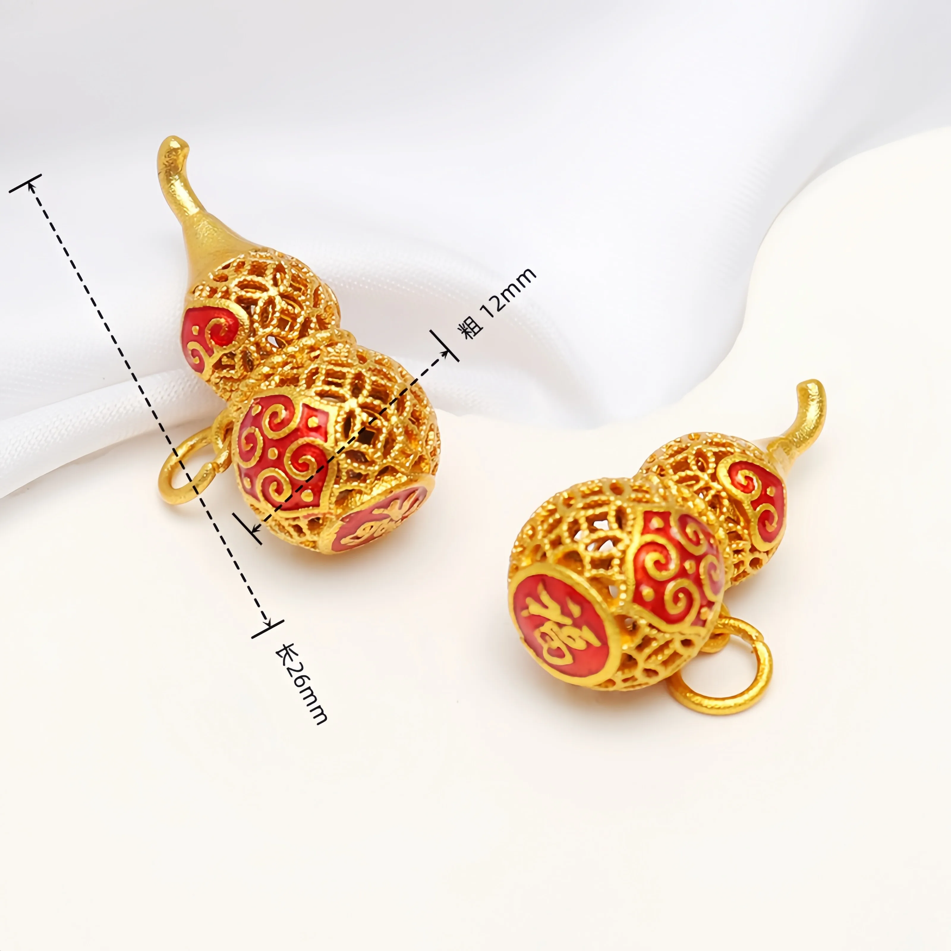 Sand Gold Drip Oil Hollow Gourd Butterfly Cloisonne Matte Gold Pendant Bead Diy Jewelry Handmade Accessories