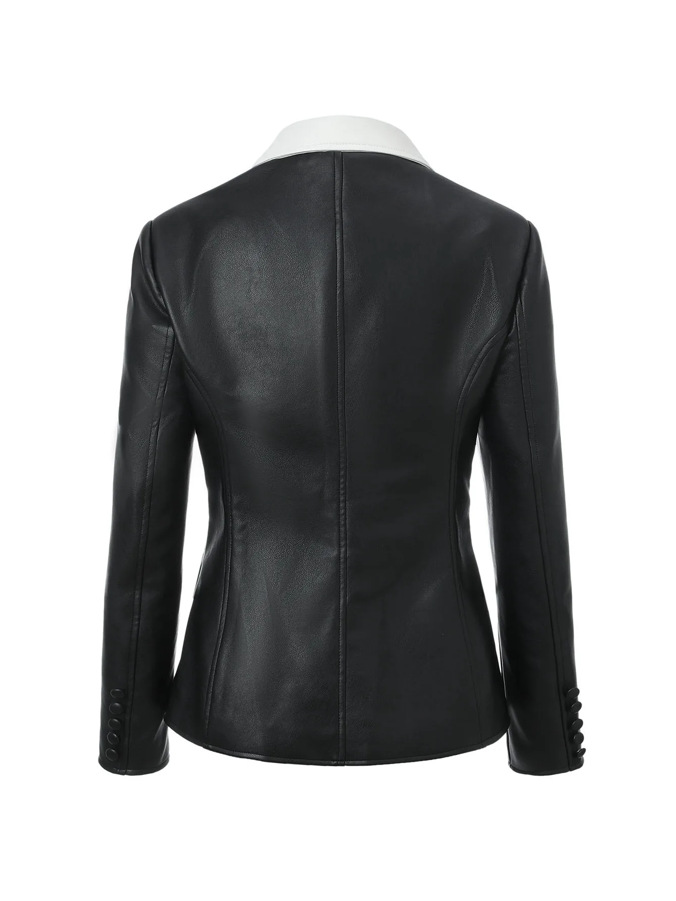 Giacca da donna in pelle PU con colori a contrasto in bianco e nero, con risvolto, abbottonatura a bottone singolo, top da abito punk rock