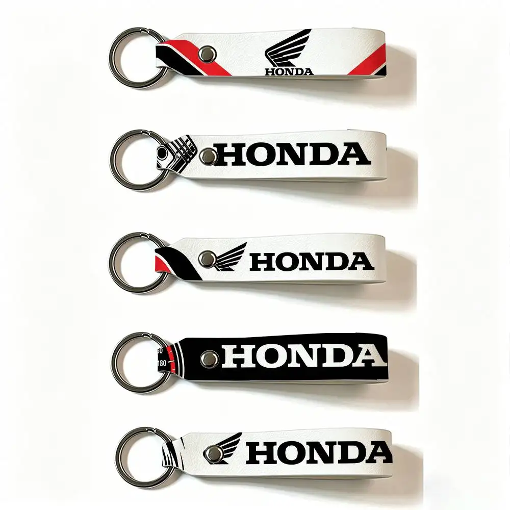 FOR HONDA RACING RIDE PU Leather Keychain Minimalist Key Holder Durable Key Organizer Car Keys Bag Accessories Gift