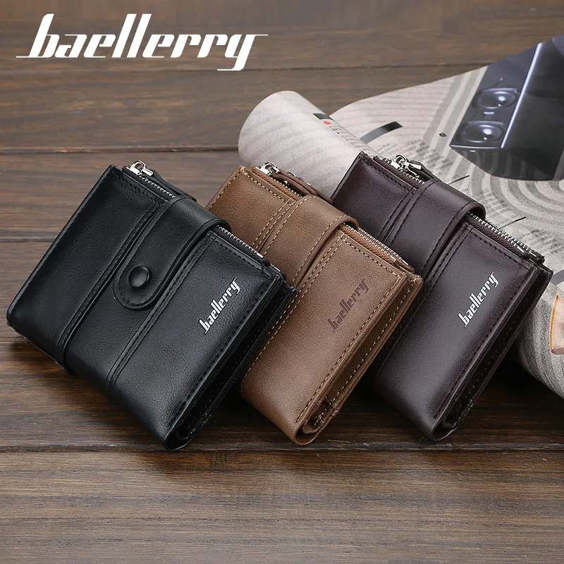Baellerry-محفظة قصيرة بسحاب للرجال ، جيب للعملات المعدنية ، حامل بطاقات ، محافظ ذكور ، حامل صور ، كارتيريا ، علامة تجارية فاخرة ، جديدة