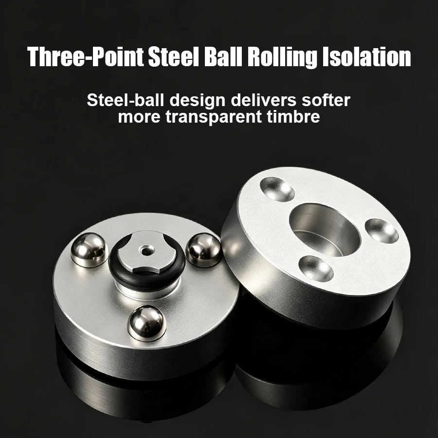 4 Stück Audiophile Lautsprecher-Isolationsspikes, Verstellbare Stoßdämpfende Füße aus Aluminiumlegierung für HiFi-Verstärker, Mixer, Plattenspieler, CD-Player – Detail 2