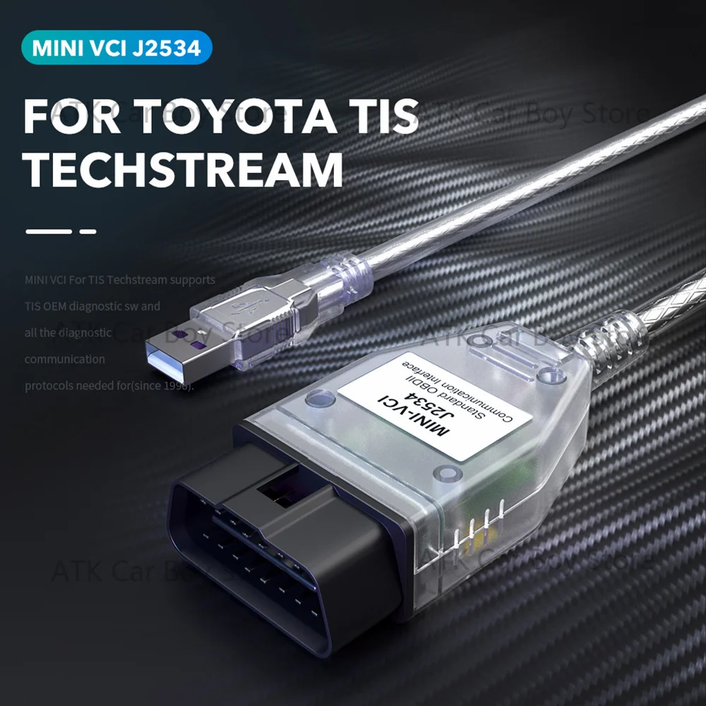 MiniVci For Toy-ota TI-S Techstream V18.00.008 FTDI FT232RL OBD2 Diagnostic Cable until 2023 D-TC Firmware Editor Toy-ota/Le-xus