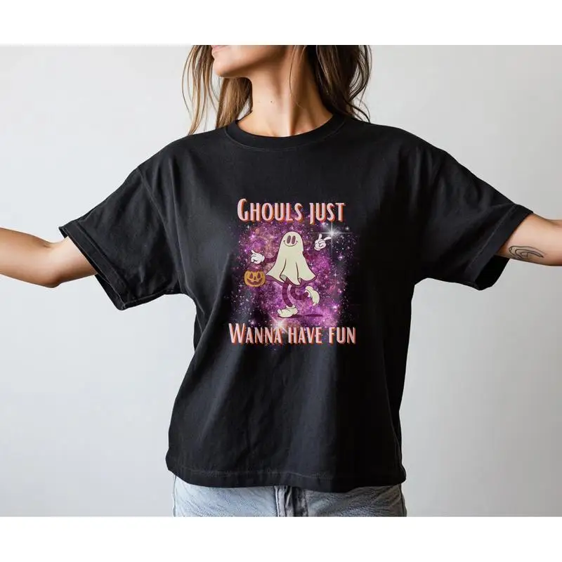 T Shirt Woman Halloween Retro Funny Fall Cute Spooky Sh