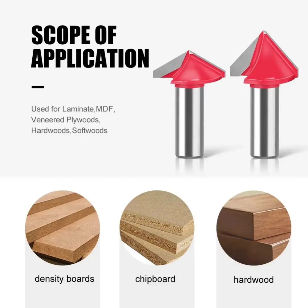Professional Shank Router Bits Solid Precision V Type 90 Degree Router Bits Durable Efficient CNC-Router Bits Woodworking