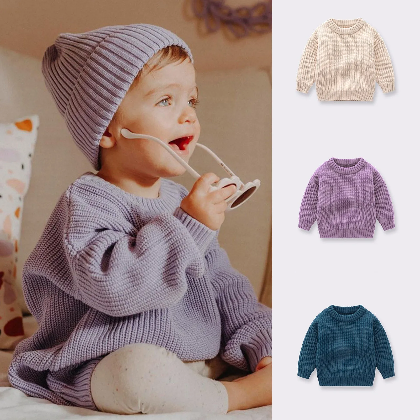 

0-6Yrs Autumn Baby Boys Girls Knit Sweater Clothes Toddler Infant Newborn Knitwear Soft Spring Long Sleeve Baby Pullover Tops