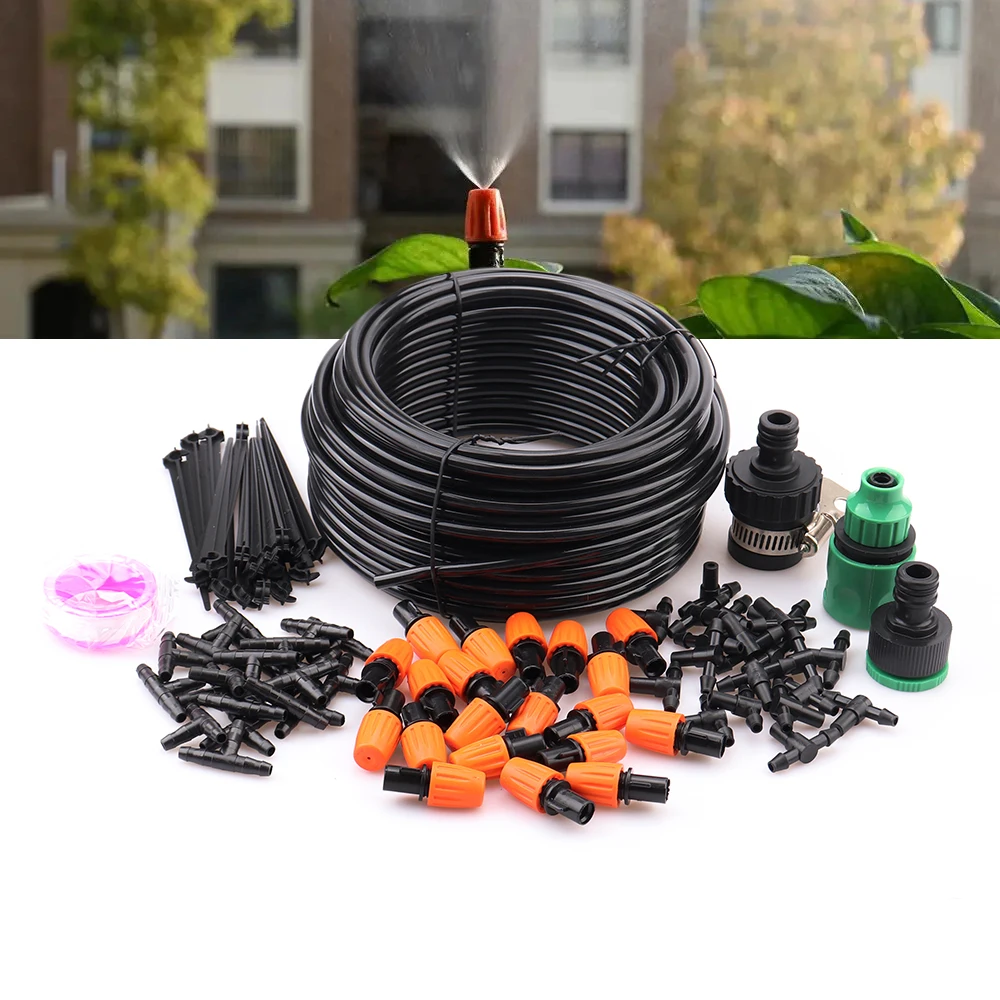 

20M Mist Irrigation Kits Accessories Garden Plant Automatic Spray Watering System with 4/7mm Blank Distribution Tubing Hose