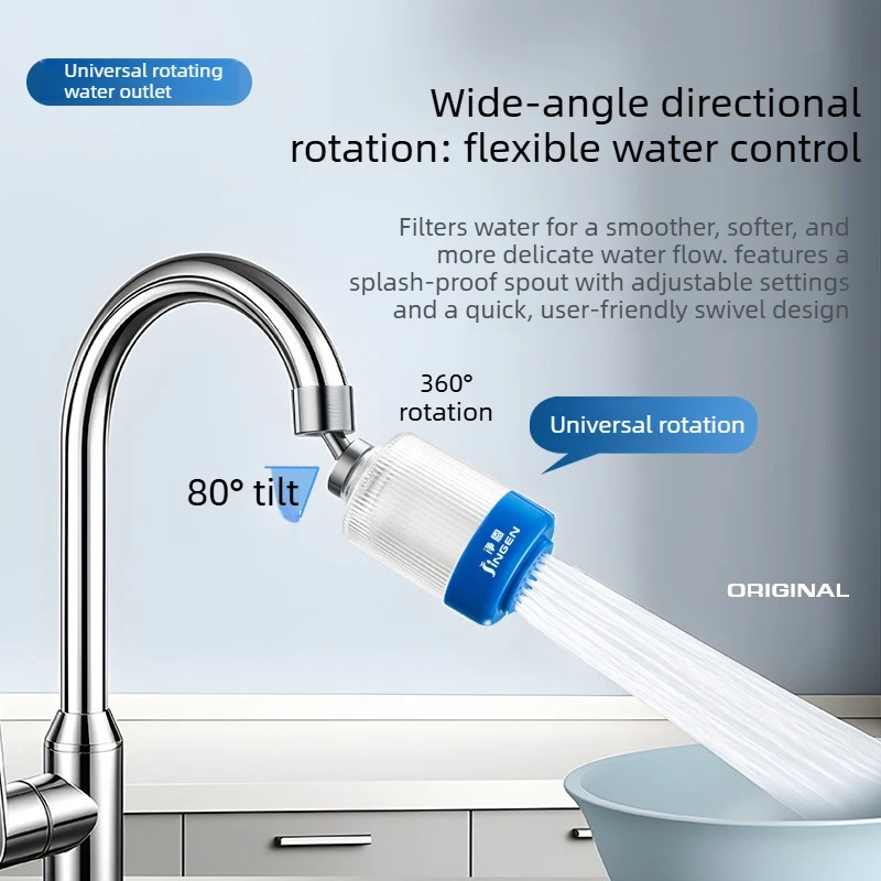 Kitchen Faucet Water Filter Pressurized Bubbler Chlorine & Heavy Metals Removal Hard Water Purifier with Basin Extender