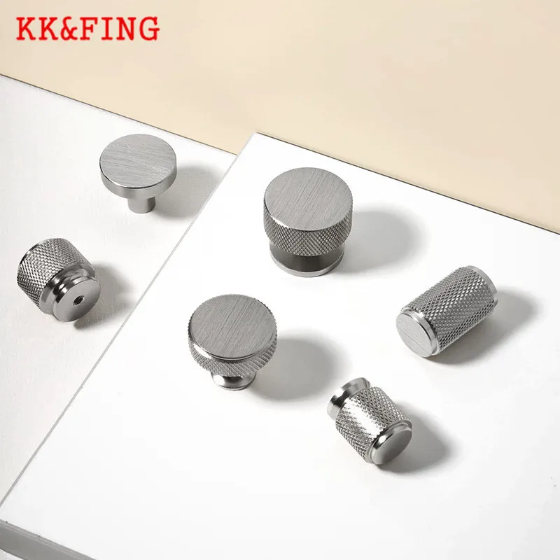 Kk & fing-キャビネットドア,引き出し,引き出し,家具のハードウェア用のシングルホールシルバーとブラックのシンプルなラウンドハンドル